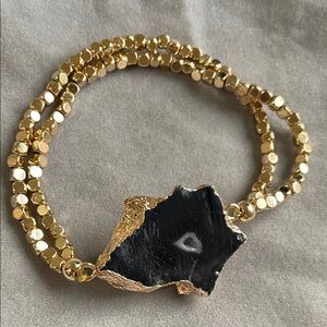 Park Lane Dual-Strand Gold Bracelet with Black stone